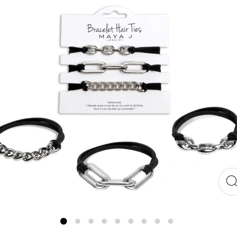 NWT Bracelet Hair Ties - White Chain Links with Black Cord Maya J Jewelry